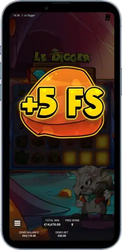 Le Digger 5 Freispiele Gewinn
