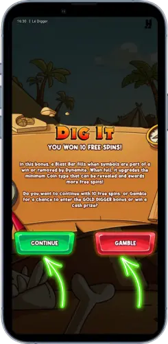 Le Digger Gamble oder sicheren Bonus Gewinn wählen